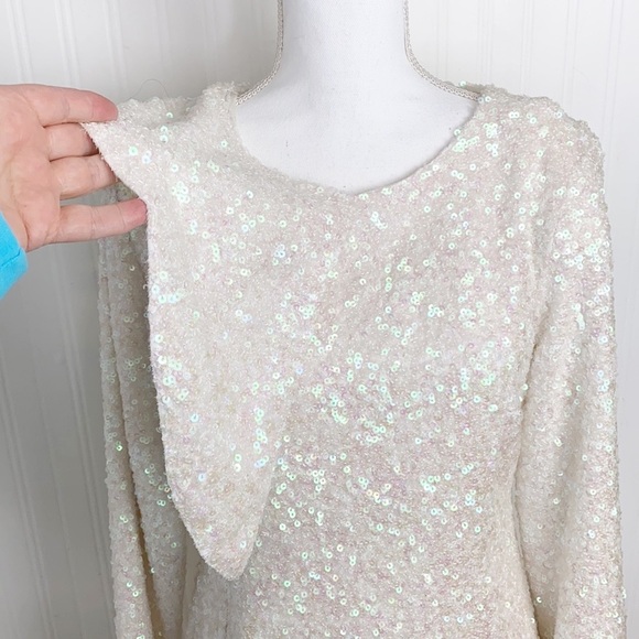 Walk of Shame Allover Sequin Dress Asymmetrical Ruffle NEW WITH TAGS - Picture 3 of 13
